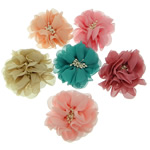 Fashion Dekoration Blomster, Chiffon, med Plastic, Flower, blandede farver, 70x70mm, 50pc'er/Lot, Solgt af Lot