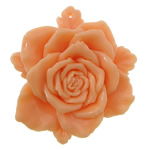 Gyanta Medál, Virág, vöröses-narancs, 47x51x11mm, Lyuk:Kb 2mm, 500PC-k/Bag, Által értékesített Bag