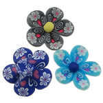 Polymer Clay Gyöngyök, Virág, virágmintás, kevert színek, 25x24x12mm, Lyuk:Kb 2.5mm, 500PC-k/Bag, Által értékesített Bag