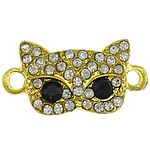 Animal Zinc Alloy Connector Cat gold color plated with rhinestone & 1/1 loop nickel lead & cadmium free Approx 2mm Sold By Lot