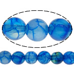Perline naturali agata vena di drago, Cerchio, blu, 6mm, Foro:Appross. 1mm, Lunghezza Appross. 15 pollice, 20Strandstrefolo/lotto, 65PC/filo, Venduto da lotto