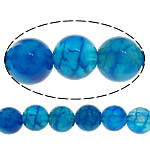 Naturlig Drage Veins Agate perler, Runde, blå, 8mm, Hole:Ca. 1mm, Længde Ca. 15 inch, 20Strands/Lot, 48pc'er/Strand, Solgt af Lot
