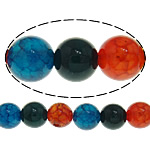 Naturlig Drage Veins Agate perler, Runde, flerfarvede, 8mm, Hole:Ca. 1mm, Længde Ca. 15 inch, 20Strands/Lot, Ca. 48pc'er/Strand, Solgt af Lot