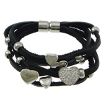 Cowhide Bracelet with Rhinestone Clay Pave stainless steel magnetic clasp with 46 pcs rhinestone &  black nickel lead & cadmium free 19 Length Approx 8 Inch Sold By Lot