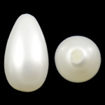 South Sea Shell perler, Teardrop, halv-boret, hvid, klasse A, 9x14mm, Hole:Ca. 1mm, 20pc'er/Bag, Solgt af Bag