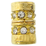 Zinc Alloy Magnetic Clasp Column gold color plated with rhinestone nickel lead & cadmium free Approx 4mm Sold By Lot