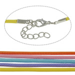 Fashion Halsband Cord, Vax, zinklegering Karbinlås, med 5cm extender kedja, blandade färger, 2mm, Längd 17.5 inch, 100Strands/Bag, Säljs av Bag