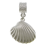 Brass European Pendant with Zinc Alloy Shell silver color plated without troll & with rhinestone nickel lead & cadmium free 32mm Approx 4.5mm Sold By Lot