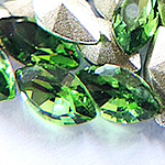 Cabochons en cristal, oeil de cheval, Placage de couleur argentée, dos de Rivoli & facettes, vert olive, 7x15mm, 288PC/sac, Vendu par sac