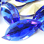 Cabochons en cristal, oeil de cheval, Placage de couleur argentée, dos de Rivoli & facettes, Saphir foncé, 9x18mm, 216PC/sac, Vendu par sac