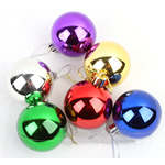 Plastic Christmas Balls Round plated mixed colors 40mm Sold By Lot