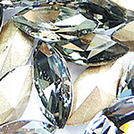Cabochons en cristal, oeil de cheval, Placage de couleur argentée, dos de Rivoli & facettes, cristal transparent gris, 9x18mm, 216PC/sac, Vendu par sac
