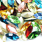 Cabochões de cristal, Olho de cavalo, cromado de cor prateada, Rivoli volta & facetada, cores misturadas, 7x15mm, 288PCs/Bag, vendido por Bag