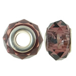 Kryształowe koraliki European, Kryształ, Okrąg, srebrny mosiężny podwójny środek bez połysku, przydymiony kwarc, 14x8mm, otwór:około 5mm, 20komputery/torba, sprzedane przez torba
