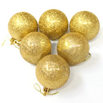 Muovi Christmas Balls, Pyöreä, päällystetty, värikäs jauhe, kulta, 60mm, 20Laukut/erä, Myymät erä