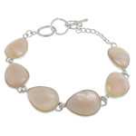 Pink Shell Bracelet brass toggle clasp Teardrop platinum color plated Length Approx 9 Inch Sold By Lot
