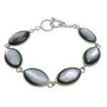 Black Shell Bracelet brass toggle clasp Horse Eye platinum color plated Length Approx 9 Inch Sold By Lot