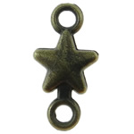 Conector de liga de zinco estrela, banho de cor bronze antigo, laço de 1/1, níquel, chumbo e cádmio livre, 15x8mm, Buraco:Aprox 1mm, 700PCs/Bag, vendido por Bag