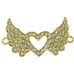 Animal Zinc Alloy Connector Winged Heart gold color plated with rhinestone & 1/1 loop nickel lead & cadmium free Approx 2mm Sold By Lot