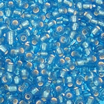 Rocallas de Cristal Japonés, Rocallas de vidrio, Esférico, plata alineado, azul, 2mm, agujero:aproximado approx0.5-1mm, aproximado 49500PCs/Bolsa, Vendido por Bolsa