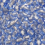 Japanse glas rocailles, Ronde, -zilver bekleed, lichtblauw, 2x3mm, Gat:Ca 1mm, Ca 15000pC's/Bag, Verkocht door Bag