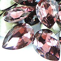 Crystal Cabochons, Teardrop, silver color plated, faceted, Vintage Rose, 18x25mm, 60PCs/Bag, Sold By Bag