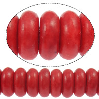 Turkos pärlor, Syntetisk Turkos, Rondelle, röd, 3x9x9mm, Hål:Ca 1.5mm, 2KG/Lot, Säljs av Lot