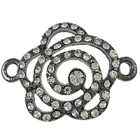 Flower Zinc Alloy Connector plumbum black color plated with rhinestone & 1/1 loop nickel lead & cadmium free Approx 2mm Sold By Lot