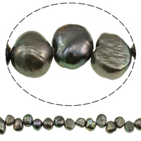 Barock odlad sötvattenspärla pärlor, Freshwater Pearl, topp borrat, svart, 8-9mm, Hål:Ca 0.8mm, Såld Per Ca 15 inch Strand