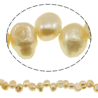 Barock odlad sötvattenspärla pärlor, Freshwater Pearl, topp borrat, beige, 8-9mm, Hål:Ca 0.8mm, Såld Per Ca 14.5 inch Strand