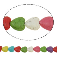 Turkos pärlor, Syntetisk Turkos, Hjärta, blandade färger, 19x8mm, Hål:Ca 1mm, Ca 21PC/Strand, Såld Per Ca 15 inch Strand