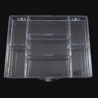 Sieraden Kralen Container, Plastic, Rechthoek, doorschijnend, wit, 119x98x23mm, Verkocht door PC
