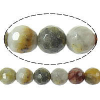 Naturlig Crazy Agate perler, Runde, facetteret, 6mm, Hole:Ca. 1mm, Længde Ca. 15 inch, 10Strands/Lot, Ca. 64pc'er/Strand, Solgt af Lot