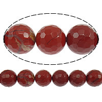 Red Jasper Bead, Runde, facetteret, 12mm, Hole:Ca. 1.2mm, Længde Ca. 16 inch, 10Strands/Lot, Ca. 34pc'er/Strand, Solgt af Lot
