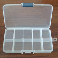 plástico PVC Caja para abalorios, Rectángular, 10 células, Blanco, 24x32x23mm, 132x68x23mm, 100PCs/Grupo, Vendido por Grupo