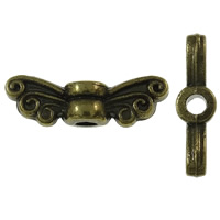 Tibetan Style Animal Beads, Wing Shape, antique bronze color plated, nickel, lead & cadmium free, 14x4x4mm, Hole:Approx 2mm, Approx 3330PCs/KG, Sold By KG