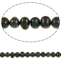Bulvių išauginti gėlavandenių perlų karoliukai, Gėlo vandens perlų, Bulvė, tamsiai žalia, 9-10mm, Skylė:Apytiksliai 0.8mm, Parduota už Apytiksliai 15 Inch Strand