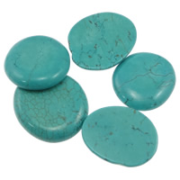 Natuurlijke turkoois cabochons, Synthetische Turquoise, Nuggets, platte achterkant, turkoois blauw, 31-39x38-42mm, 50pC's/Lot, Verkocht door Lot