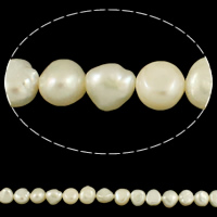 Barock odlad sötvattenspärla pärlor, Freshwater Pearl, naturlig, vit, 9-10mm, Hål:Ca 0.8mm, Såld Per Ca 14.3 inch Strand