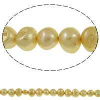 Baroko Kultūringas gėlavandenių perlų karoliukai, Gėlo vandens perlų, Barokas, geltonas, 8-9mm, Skylė:Apytiksliai 0.8mm, Parduota už Apytiksliai 14.7 Inch Strand