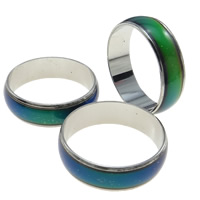 Emaille Mood Finger Ring, Messing, glazuur, nikkel, lood en cadmium vrij, 6mm, Gat:Ca 16-20mm, 100pC's/box, Verkocht door box