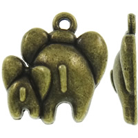 Zinklegierung Tier Anhänger, Elephant, antike Bronzefarbe plattiert, frei von Nickel, Blei & Kadmium, 17x18x4mm, Bohrung:ca. 1.5mm, ca. 660PCs/kg, verkauft von kg