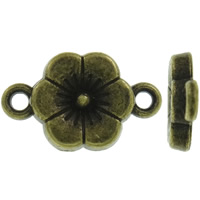 Conector de aleación de Zinc de flor, chapado en color bronce antiguo, 1/1 aro, libre de níquel, plomo & cadmio, 11x17x2mm, agujero:aproximado 1.5mm, aproximado 1420PCs/KG, Vendido por KG