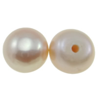 Perles nacres de culture d'eau douce demi percées , perle d'eau douce cultivée, Rond, naturel, semi-foré, rose, 6.5-7mm, Trou:Environ 0.5mm, 56pairescouple/lot, Vendu par lot