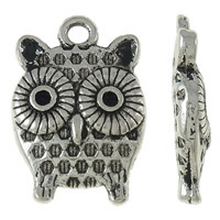 Tibetan Style Pendant Rhinestone Setting, Owl, antique silver color plated, nickel, lead & cadmium free, 12x18x3mm, Hole:Approx 1.5mm, Approx 470PCs/KG, Sold By KG