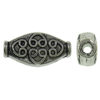 Tibetan Style Jewelry Beads, Rhombus, antique silver color plated, nickel, lead & cadmium free, 7.50x15x4.50mm, Hole:Approx 1mm, Approx 580PCs/KG, Sold By KG