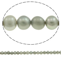 Bulvių išauginti gėlavandenių perlų karoliukai, Gėlo vandens perlų, Bulvė, pilkas, 6-7mm, Skylė:Apytiksliai 0.8mm, Parduota už Apytiksliai 14.3 Inch Strand