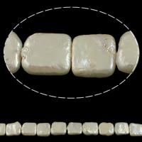 Coin ferskvandskulturperle Beads, Ferskvandsperle, Square, naturlig, hvid, 10-11mm, Hole:Ca. 0.8mm, Solgt Per Ca. 15.3 inch Strand