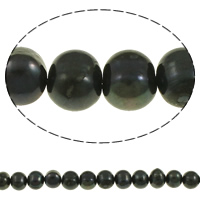 Brambor pěstované sladkovodní perle, Sladkovodní Pearl, přírodní, černý, 8-9mm, Otvor:Cca 0.8mm, Prodáno za Cca 14.7 inch Strand