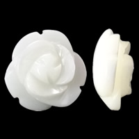 Miçangas de conchas Naturais Brancas, concha branca, Flor, esculpidas, semi-perfurados, 10x5mm, Buraco:Aprox 1mm, 15PCs/Bag, vendido por Bag